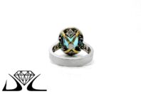 18ct White Gold, Aqua Marine and Diamond Engagement Ring