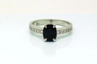 18ct White Gold, Black Spinel and Diamond Engagement Ring