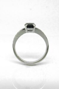 18ct White Gold, Black Spinel and Diamond Engagement Ring
