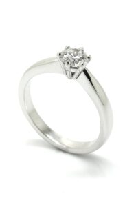 18ct White Gold 0.62ct F Coloured Six Claw Engagement Ring