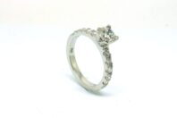 18ct White Gold 0.63ct Diamond Engagement Ring with Fishtail Shoulders