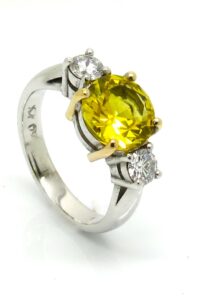 18ct White and Yellow Gold Yellow Sapphire and Diamond Engagement Ring