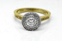 18ct Yellow and White Gold Halo Diamond Engagement Ring