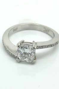 1ct Cushion Cut Diamond Engagement Ring in Platinum.