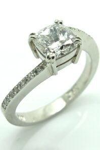 1ct Cushion Cut Diamond Engagement Ring in Platinum.